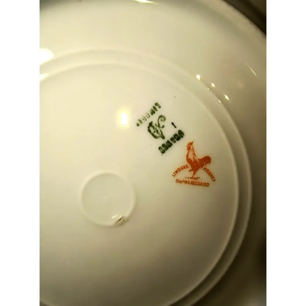 1905.  Salad Dessert Plate A. Lanternier Limoges France  Yellow Wild Flowers